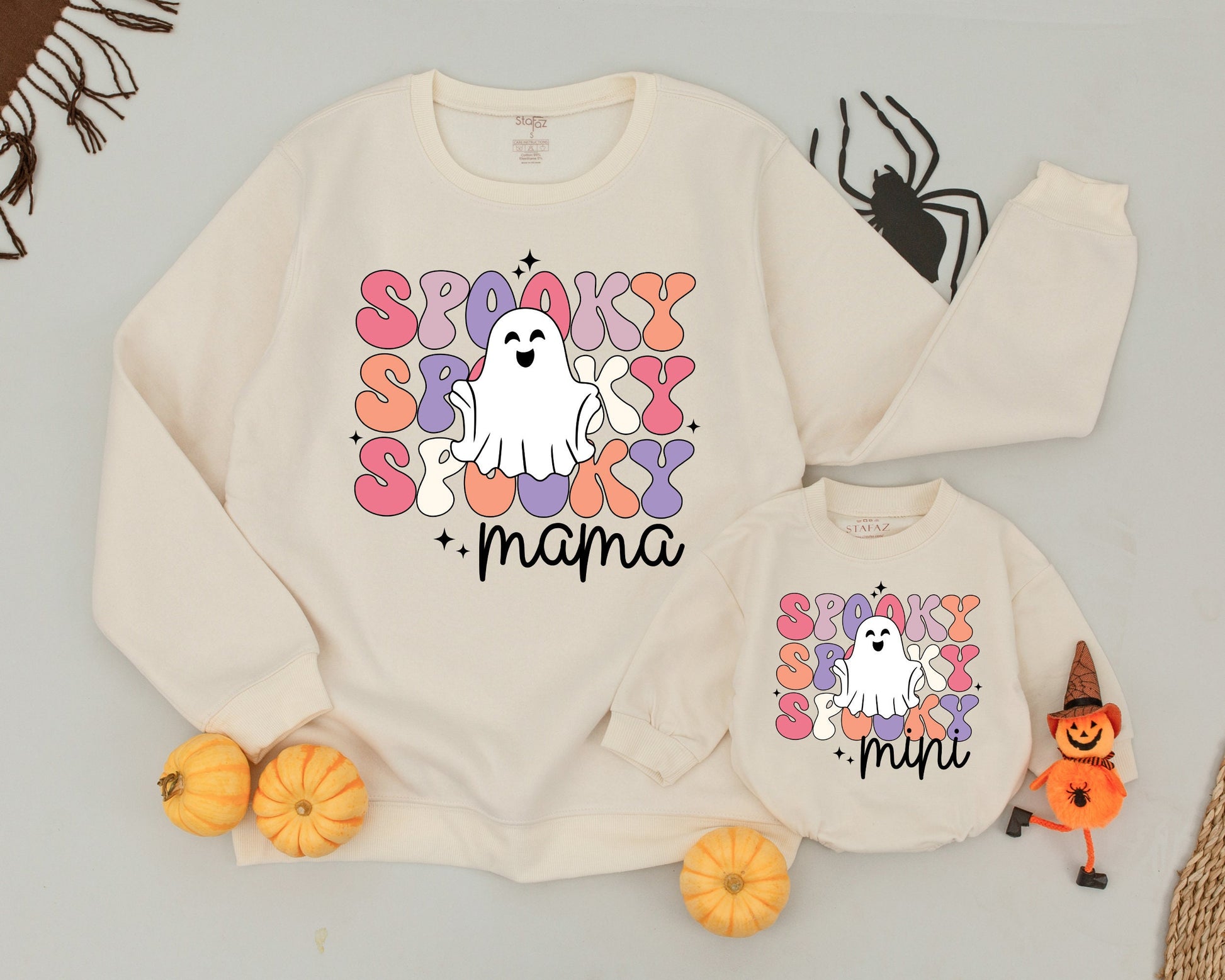 Cozy Halloween Family Sweaters: Mommy & Me Ghost Outfits Set