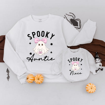 Retro Halloween Auntie & Niece Sweatshirt - Cute Ghost Matching Outfit