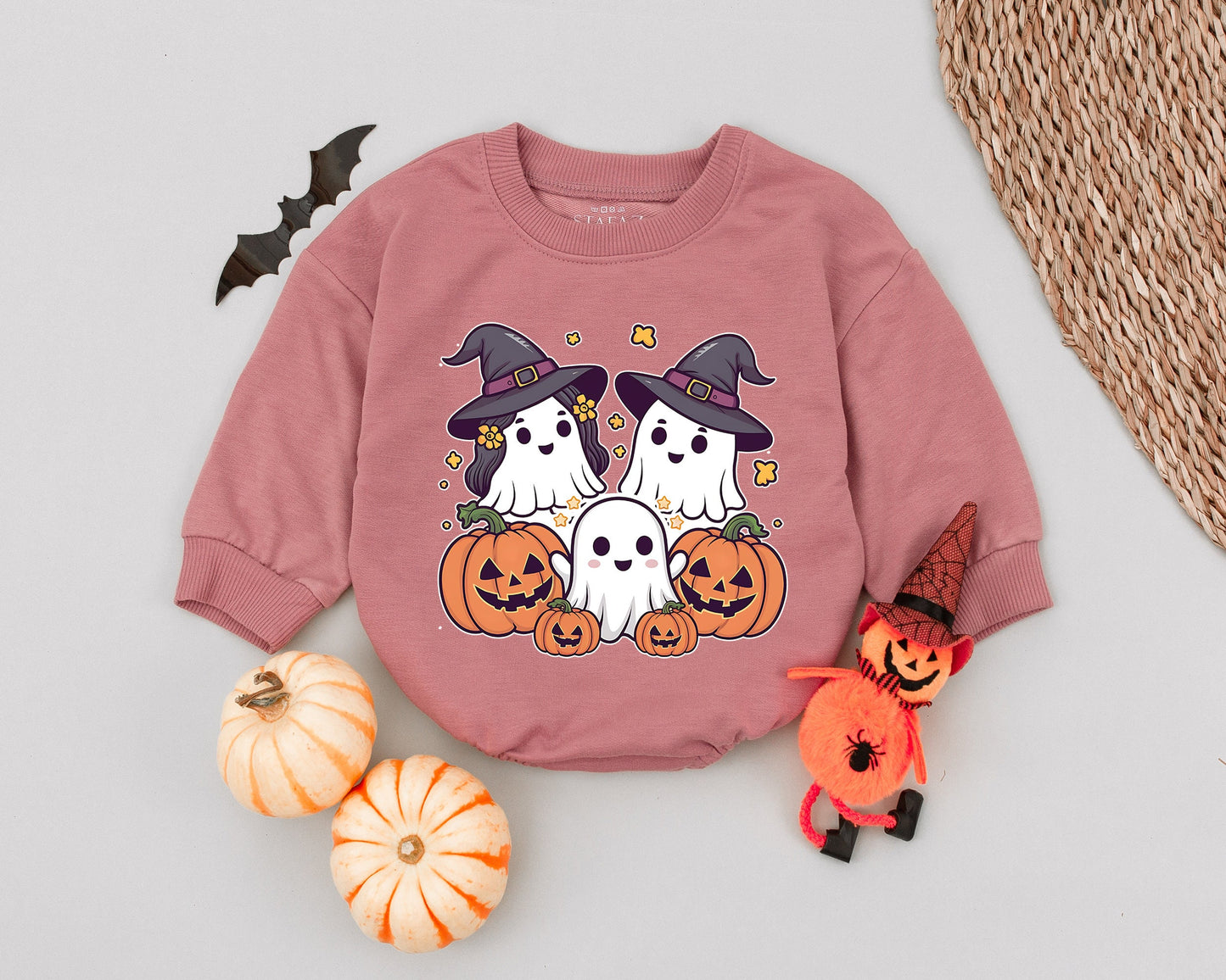 Spooky Ghost & Pumpkin Baby Romper - Fall Halloween Outfit