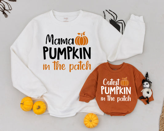 Mama and Mini Retro Fall Sweatshirts: Matching Pumpkin Patch Outfit  