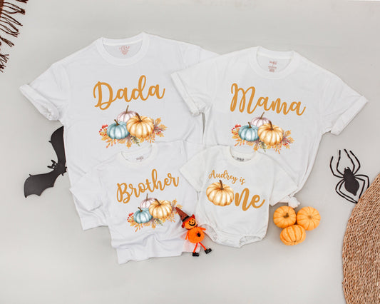 Matching Pumpkin Birthday Shirts, Family Halloween Costume Tee