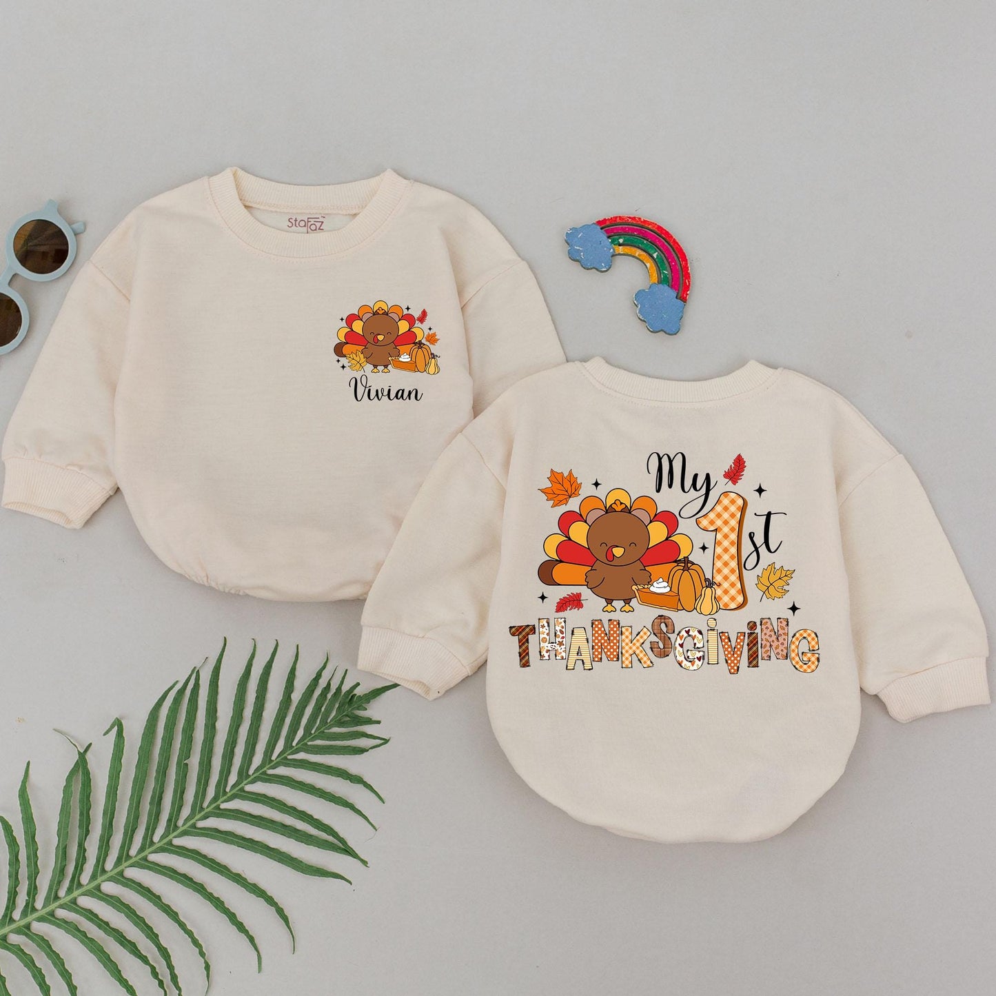 My 1st Thanksgiving Baby Romper: Little Turkey Fall Outfit, Festive & Cheerful Design, Comfortable Cotton for Baby's First Turkey Day!