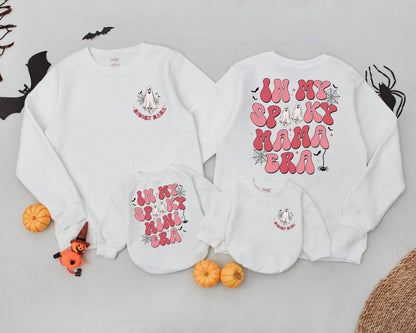 Retro Ghost Mommy & Me Sweatshirts, Spooky Family Matching Outfits