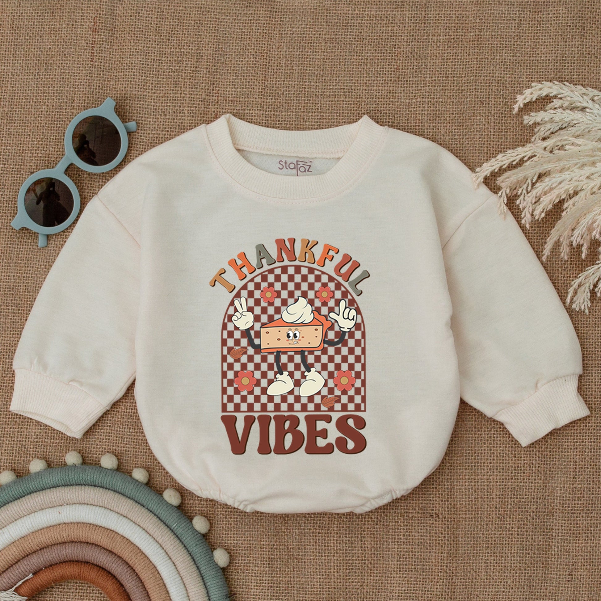 Autumn Thankful Vibes Pumpkin Romper: Baby Fall & Thanksgiving Outfit