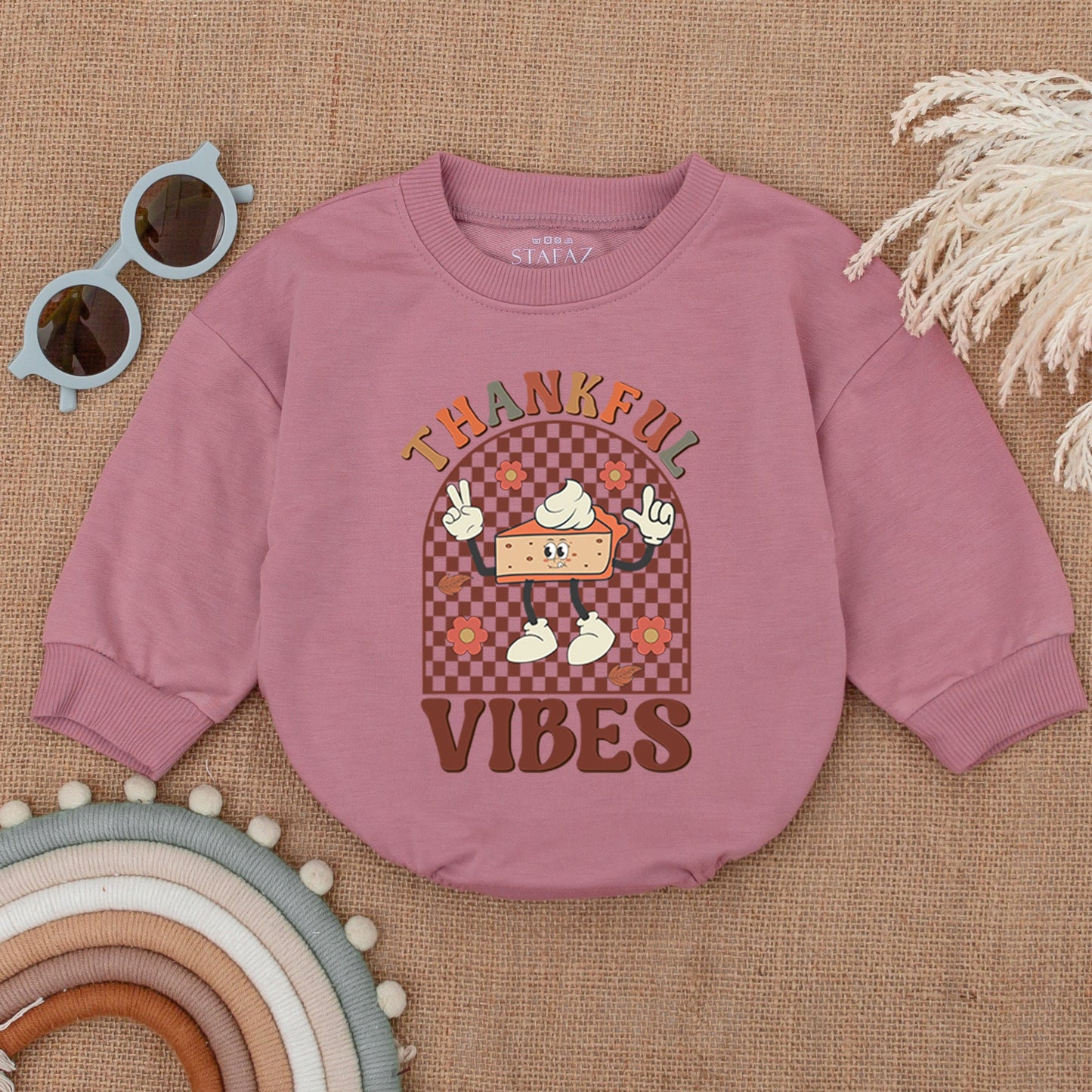 Autumn Thankful Vibes Pumpkin Romper: Baby Fall & Thanksgiving Outfit