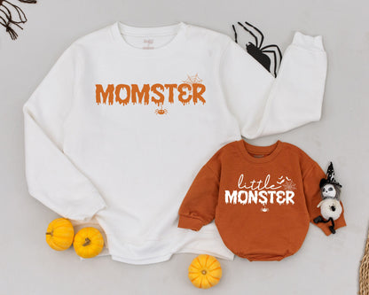 Matching Family Halloween Sweaters: Mom & Baby Retro Pumpkin Outfits