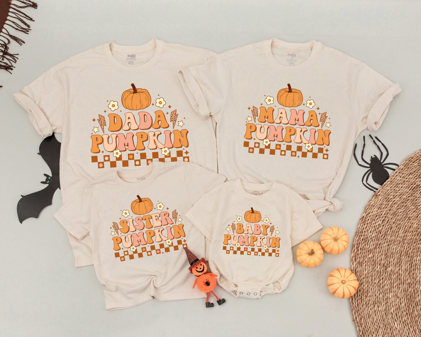 Matching Retro Pumpkin Family Shirts - Halloween & Fall Outfit