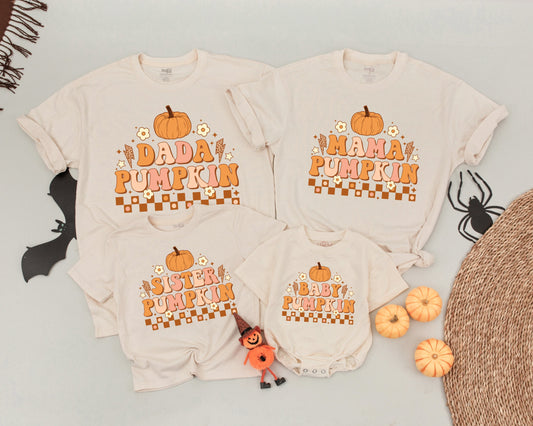 Matching Retro Pumpkin Family Shirts - Halloween & Fall Outfit