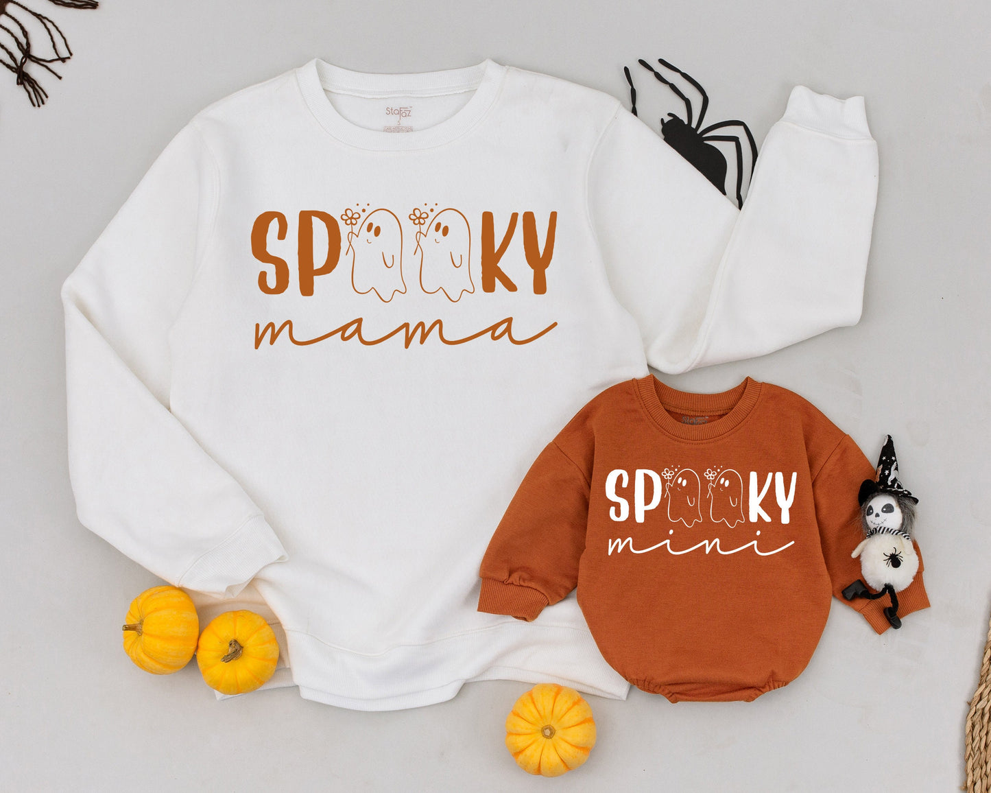 Matching Halloween Sweatshirts: Spooky Mama and Mini Fall Outfits