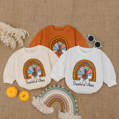 Groovy Pumpkin Fall Romper - Thanksgiving & Halloween Baby Outfit