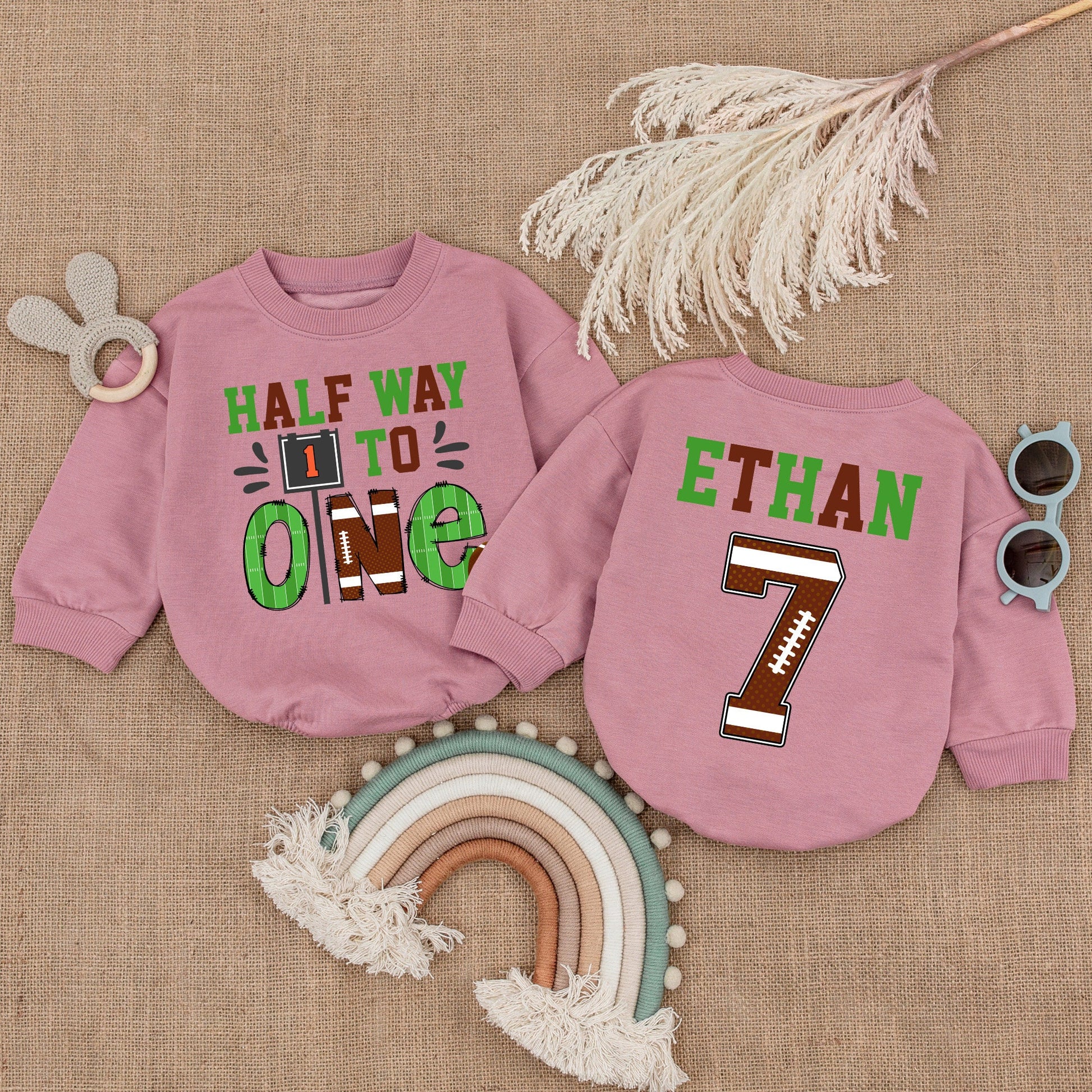 Halfway to One Football Romper - Custom Gameday Baby Outfit