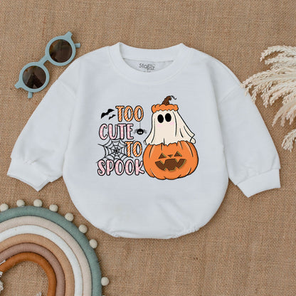 Too Cute To Spook Halloween Romper Baby Girl Outfit Pumpkin Ghost Spiderweb Design First Halloween Gift 138 Characters