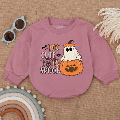 Too Cute To Spook Halloween Romper Baby Girl Outfit Pumpkin Ghost Spiderweb Design First Halloween Gift 138 Characters