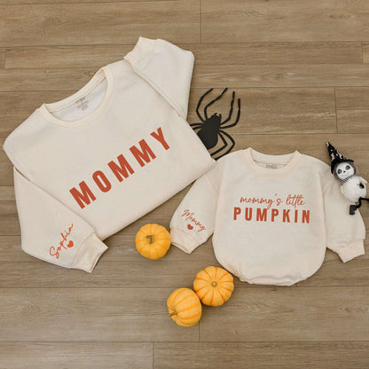 Little Pumpkin Baby Romper & Family Fall Sweatshirts, Custom Outfit