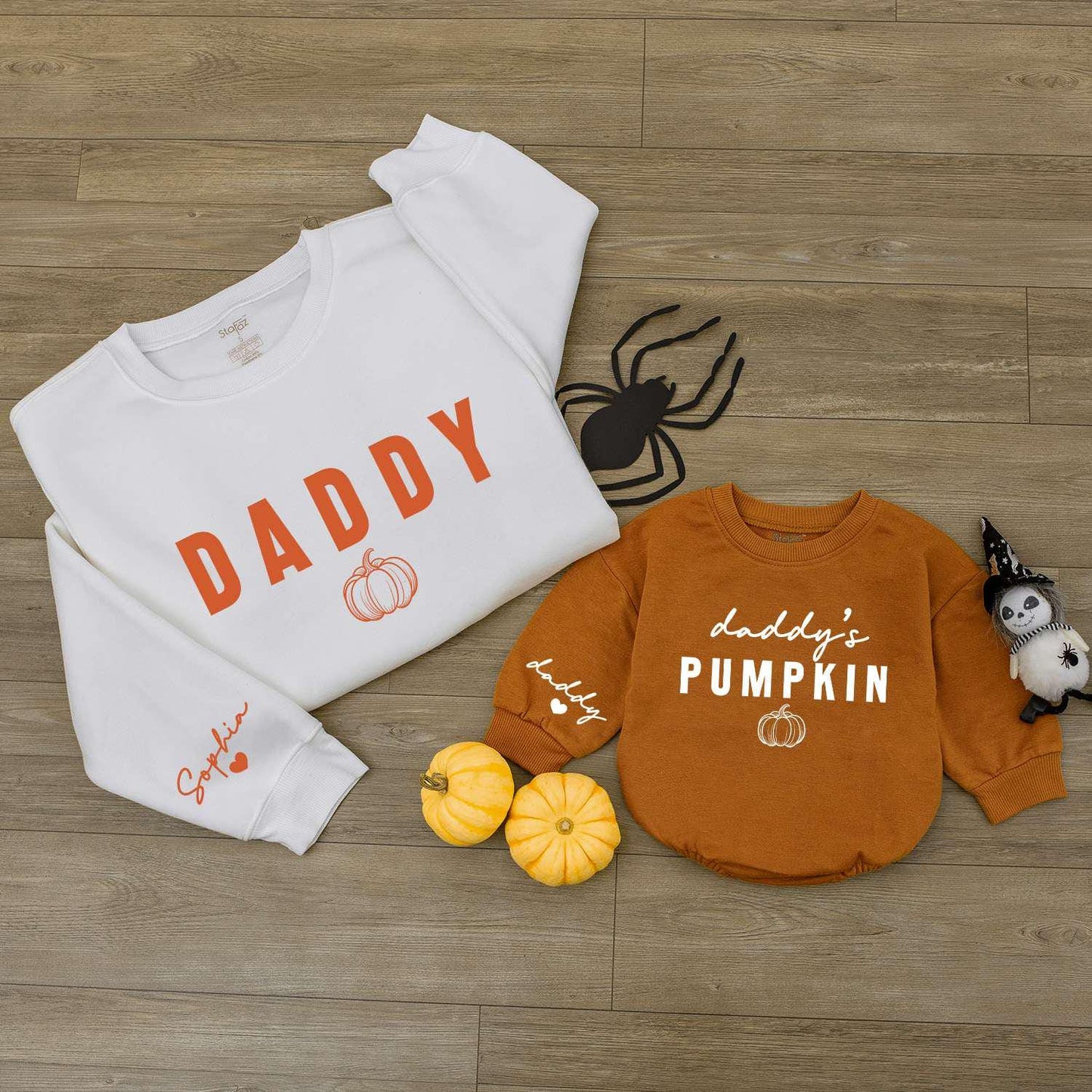 Pumpkin Baby Romper, Personalized 1st Halloween Outfit, Daddy's Sweater