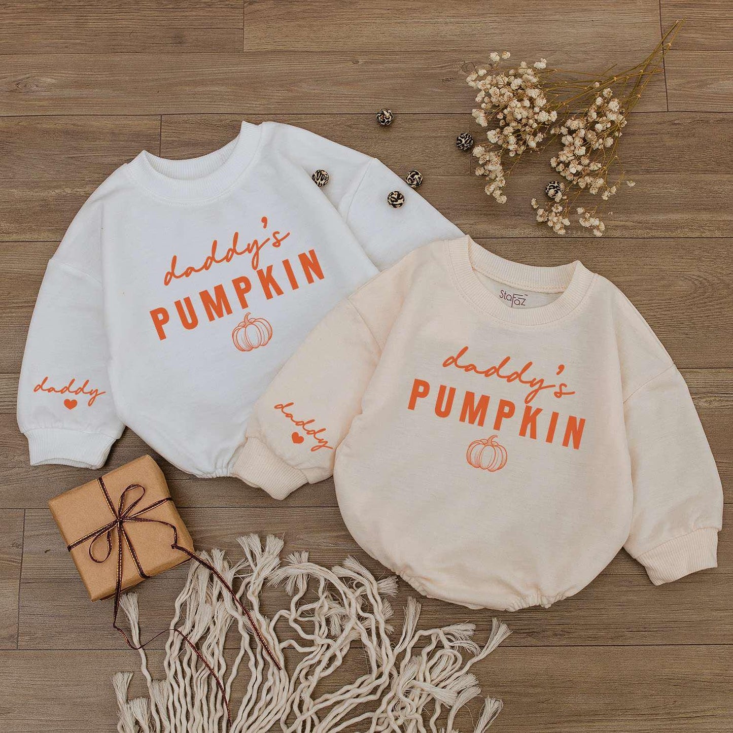 Pumpkin Baby Romper, Personalized 1st Halloween Outfit, Daddy's Sweater