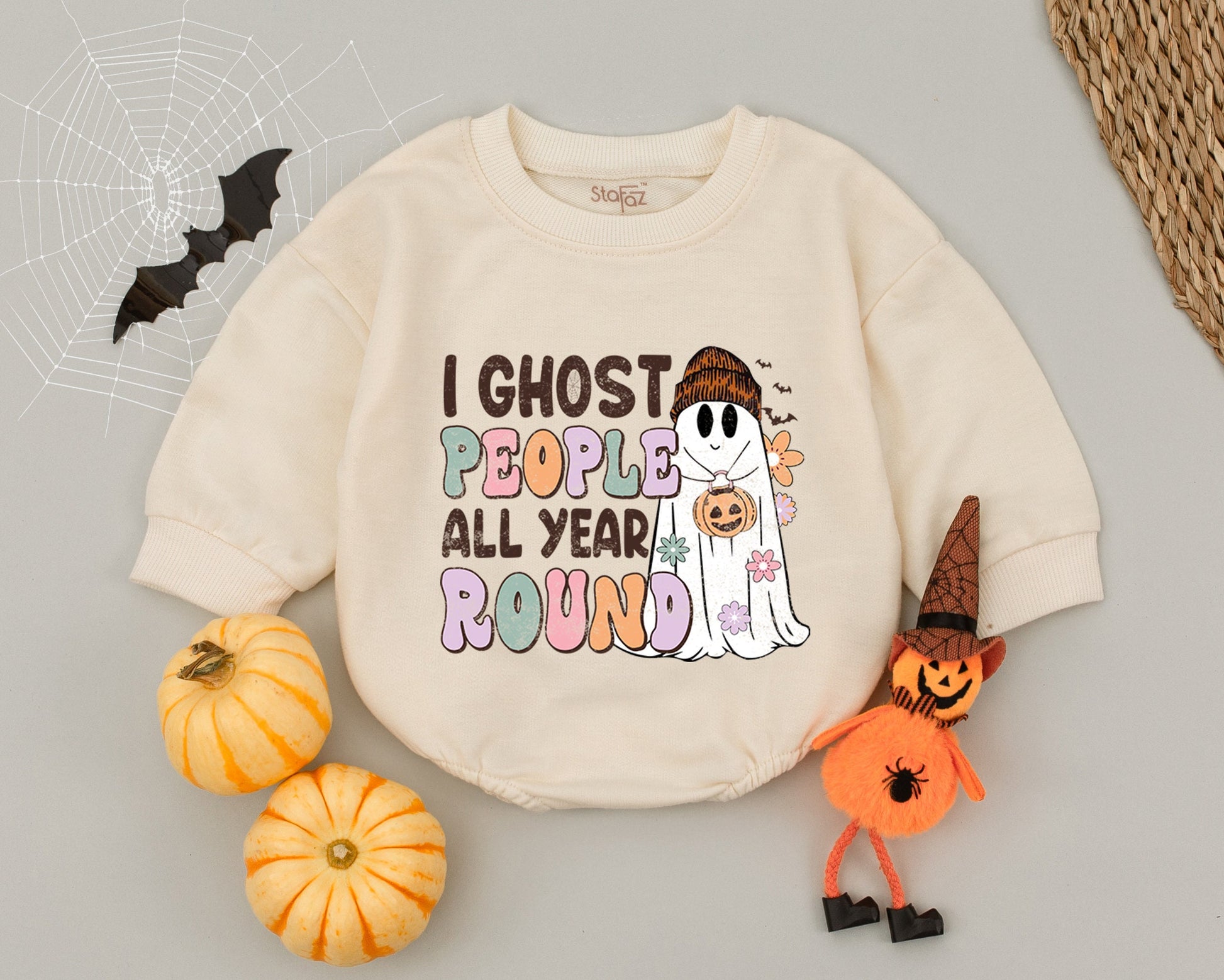 Year-Round Ghost Baby Romper - Retro Halloween Costume for Kids