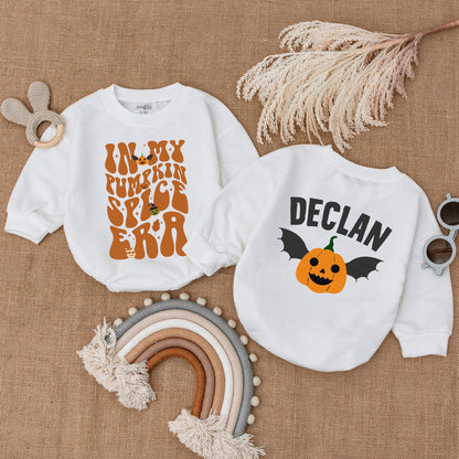 Pumpkin Spice Bubble Romper: Gender Neutral Halloween Baby Outfit