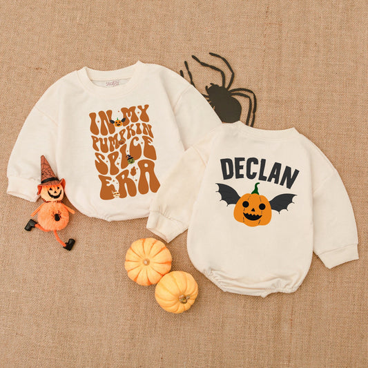 Pumpkin Spice Bubble Romper: Gender Neutral Halloween Baby Outfit