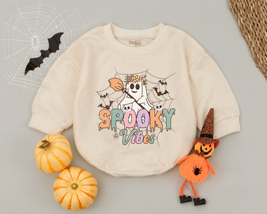 Spooky Retro Baby Romper: Groovy Ghost Halloween Outfit & Gift  