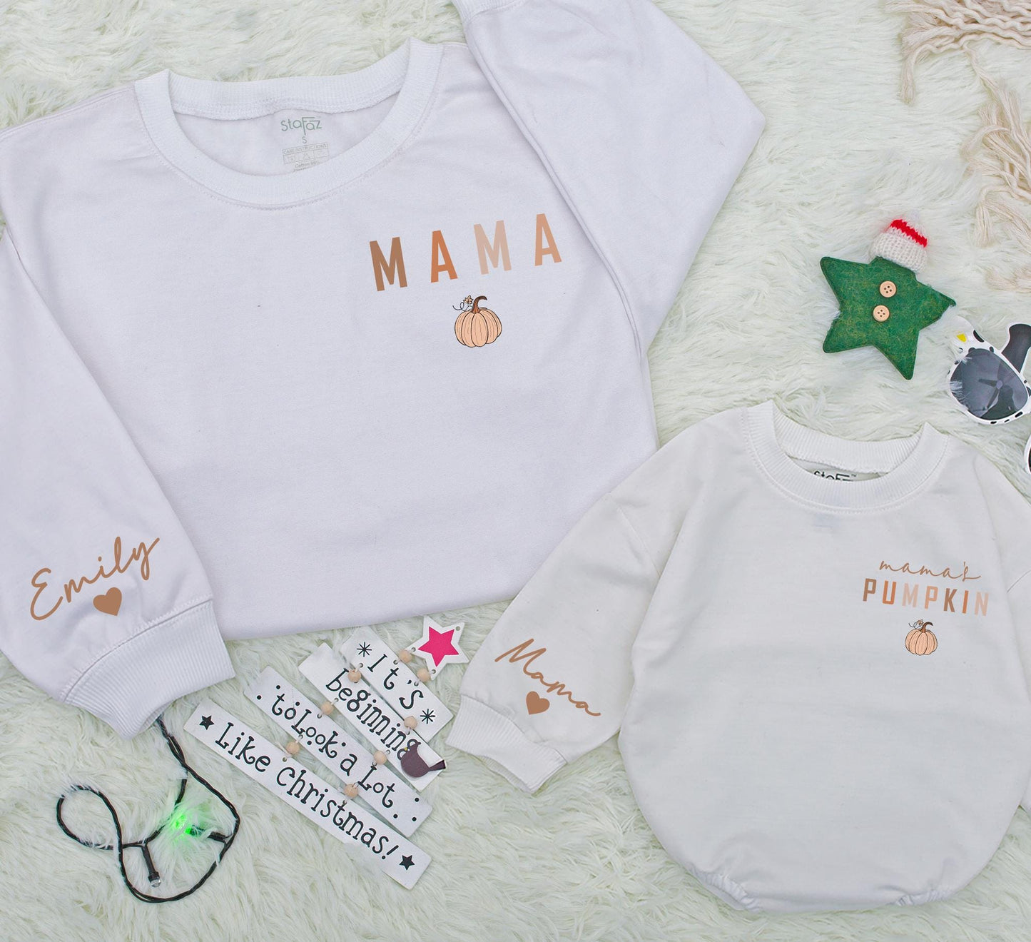 Mama and Mamas Pumpkin Mommy and Me Fall Matching Sweatshirts Cozy Autumn Baby Toddler Outfits
