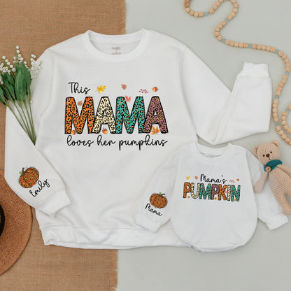 Mama & Me Leopard Pumpkin Outfits – Fall Sweatshirts & Baby Bodysuit