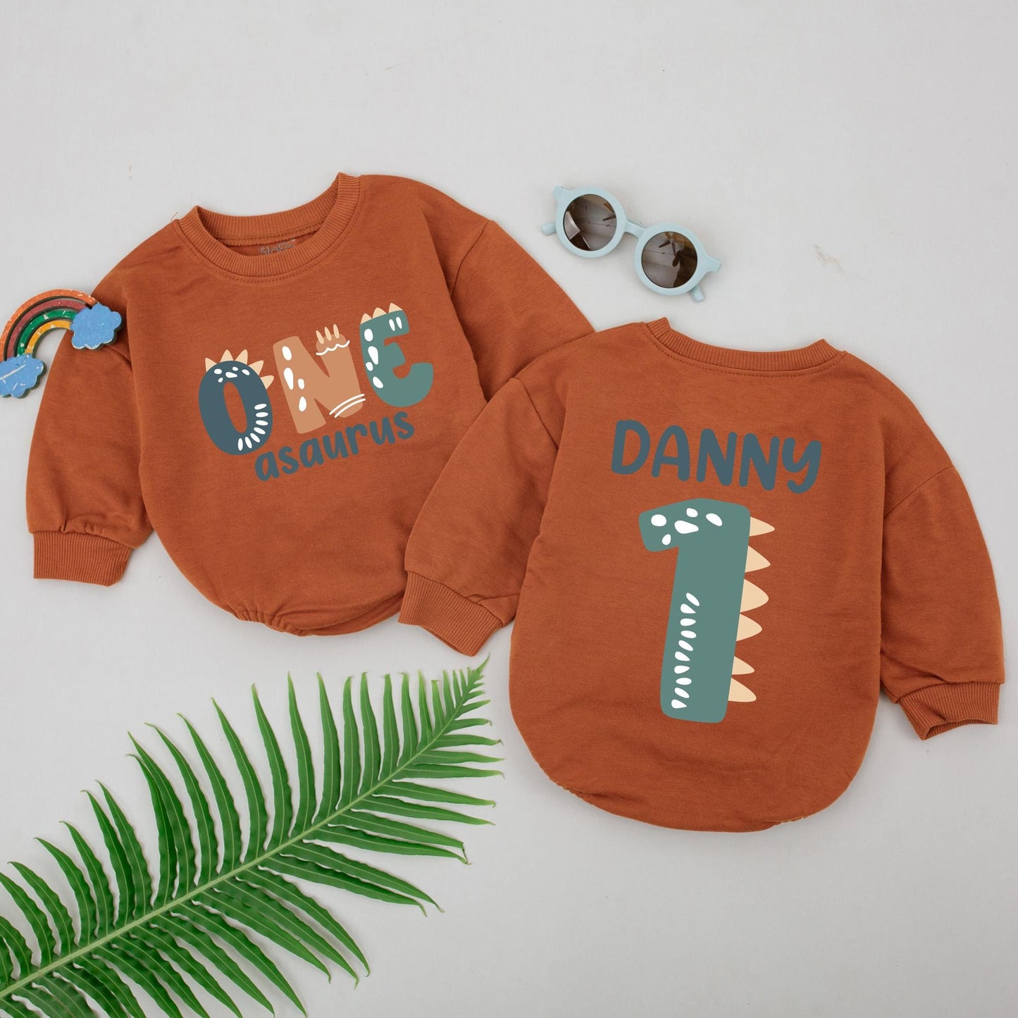 Personalized One-A-Saurus Birthday Romper, Custom DANNY Dinosaur First Birthday Outfit, Universal Studios Inspired Baby Bodysuit, Boy Dinosaur Gift 138 chars