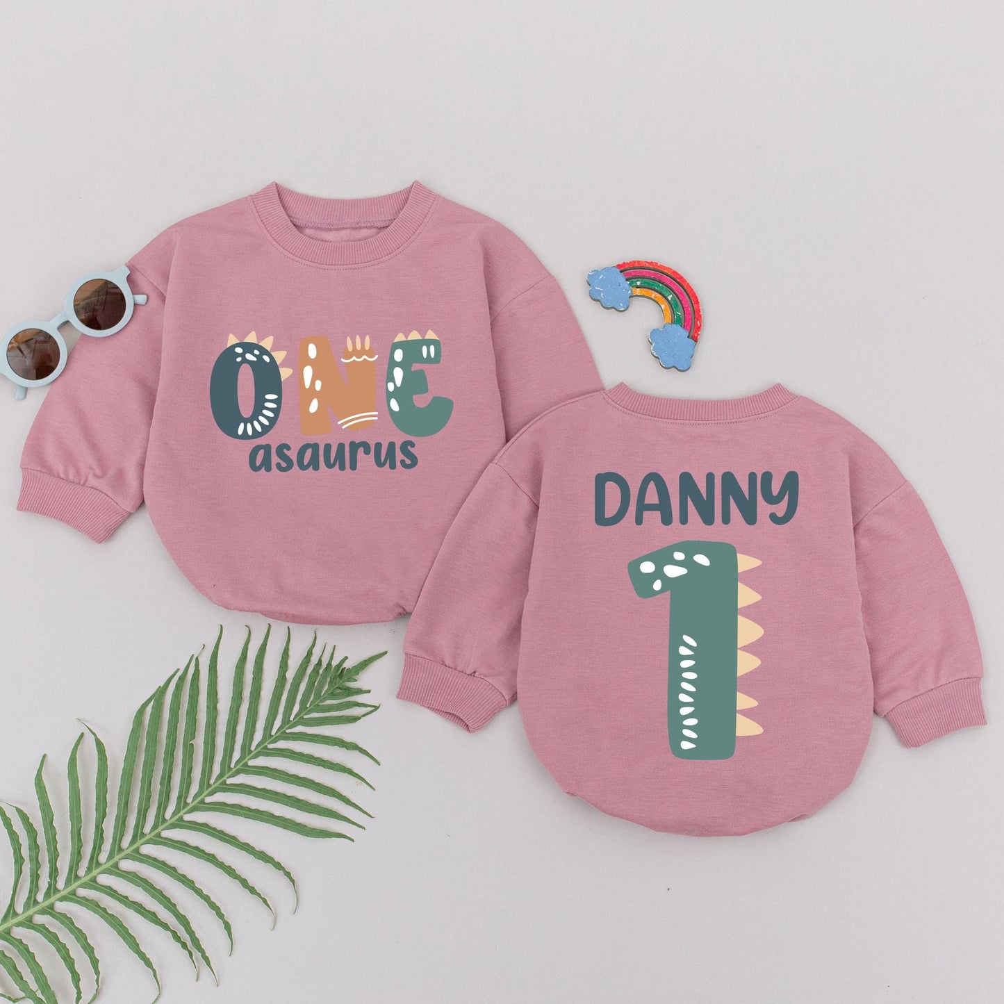 Personalized One-A-Saurus Birthday Romper, Custom DANNY Dinosaur First Birthday Outfit, Universal Studios Inspired Baby Bodysuit, Boy Dinosaur Gift 138 chars