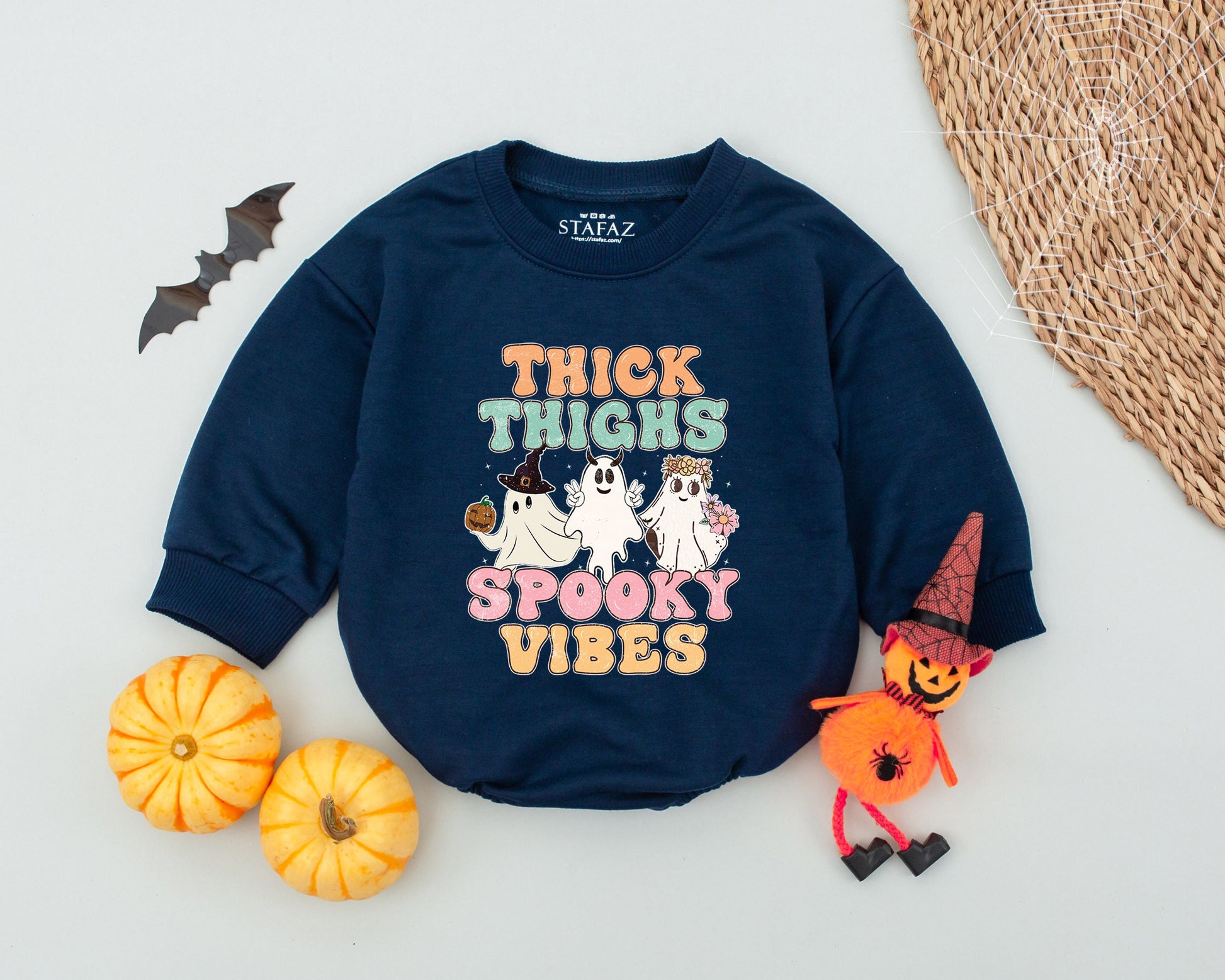 Retro Ghost Baby Romper: Spooky Halloween Outfit & Gift Idea