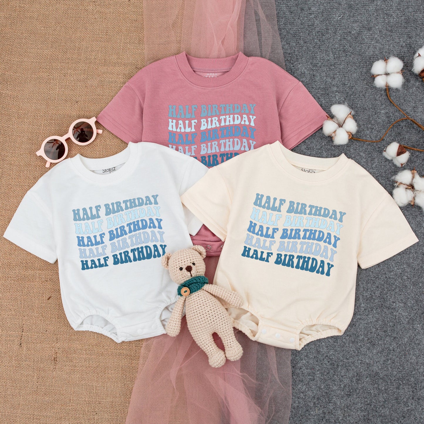 Half Birthday Romper, 1/2 Birthday Outfit, Baby Boy Bodysuit