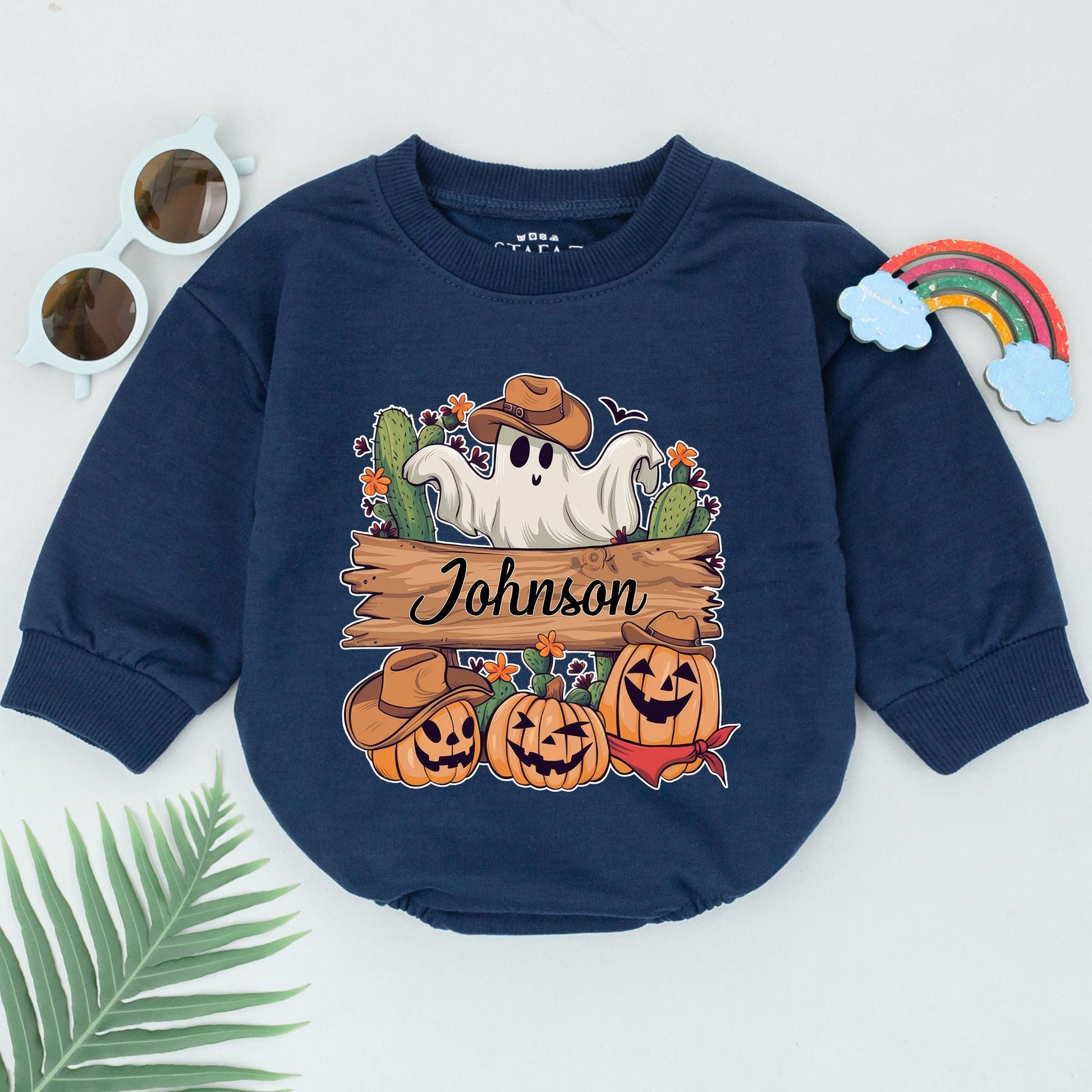 Spooky Newborn Halloween Romper, Personalized First Baby Outfit Gift