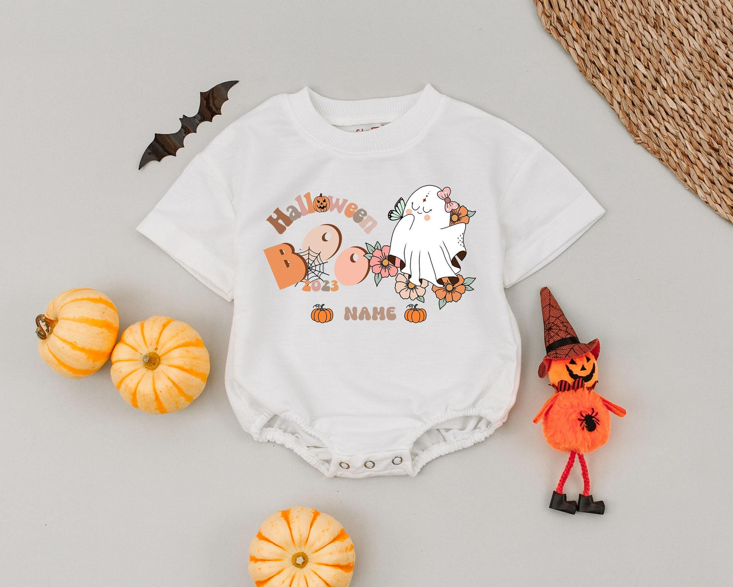 Boo Name Romper Halloween Outfit: Custom Baby Bodysuit Costume