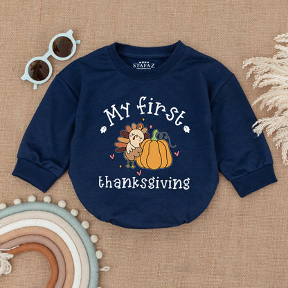 Thanksgiving Turkey Baby Romper, Fall Outfit, Autumn Baby Bodysuit