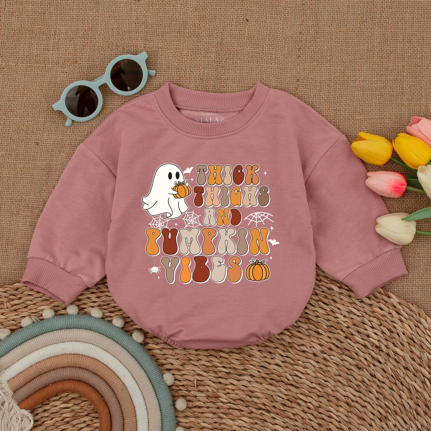 Pumpkin Vibes Baby Romper: Cute Halloween Ghost Outfit for Fall