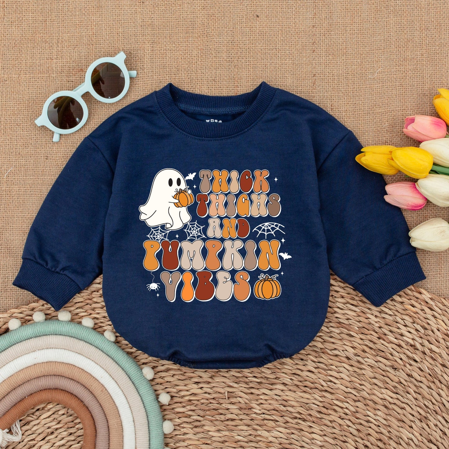 Pumpkin Vibes Baby Romper: Cute Halloween Ghost Outfit for Fall