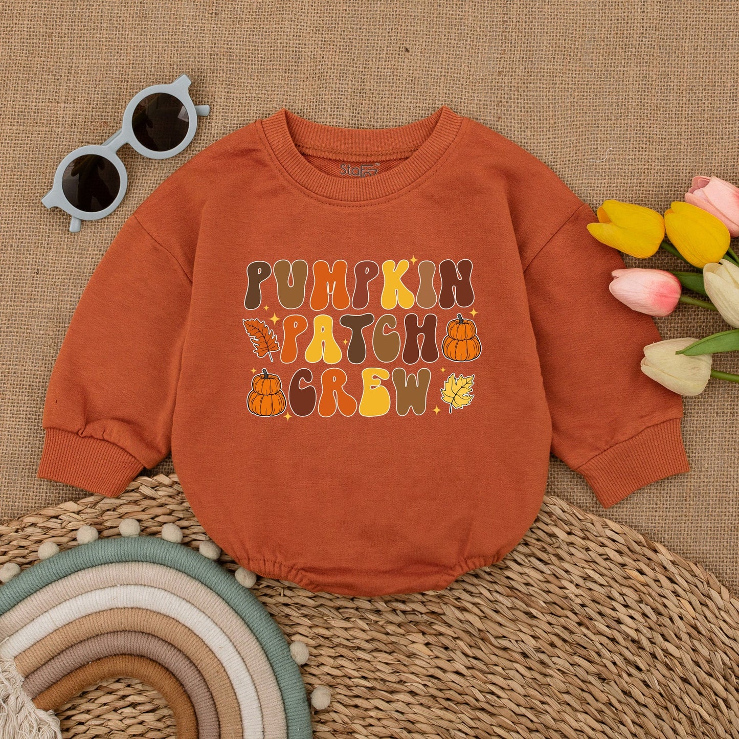 Fall Newborn Romper: Vintage Pumpkin Thanksgiving Baby Outfit