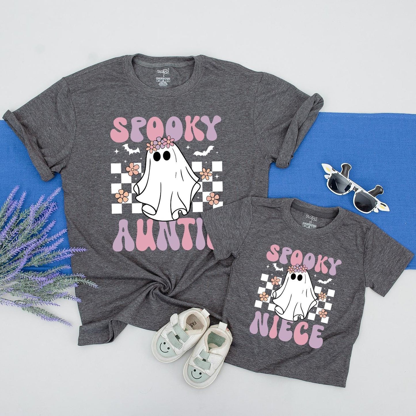 Aunt and Niece Halloween Shirts, Cute Spooky Matching Tees for Family  