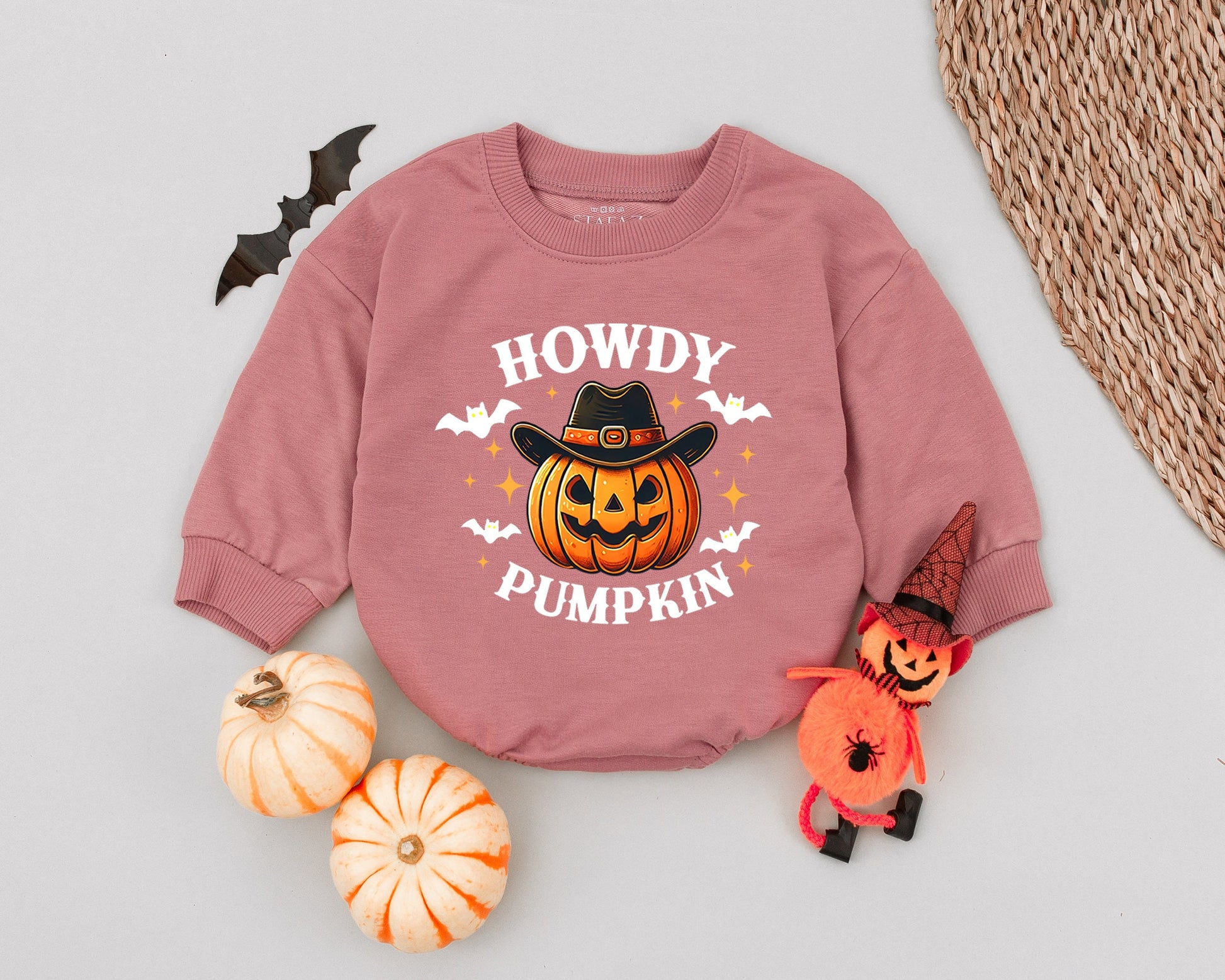 Western Pumpkin Baby Romper - First Halloween Outfit, Cute Costume