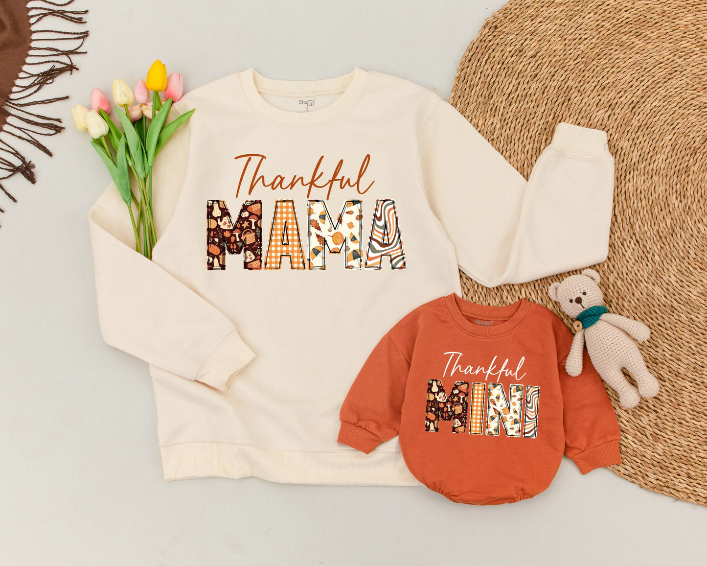 Matching Family Thanksgiving Outfits - Retro Fall Pumpkin Spice Set