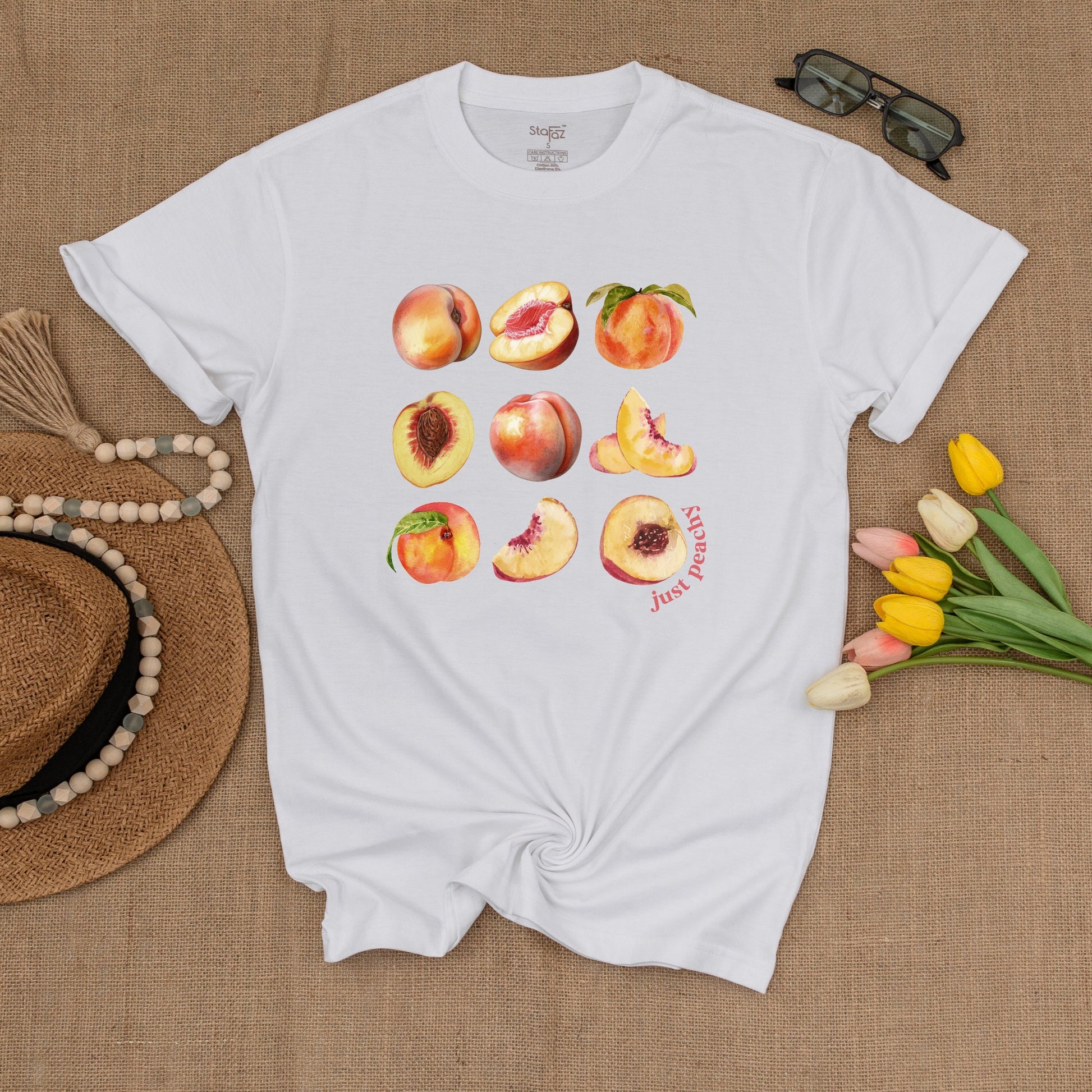 Peach Vintage Graphic T-Shirt, Y2K Boho Unisex Summer Tee