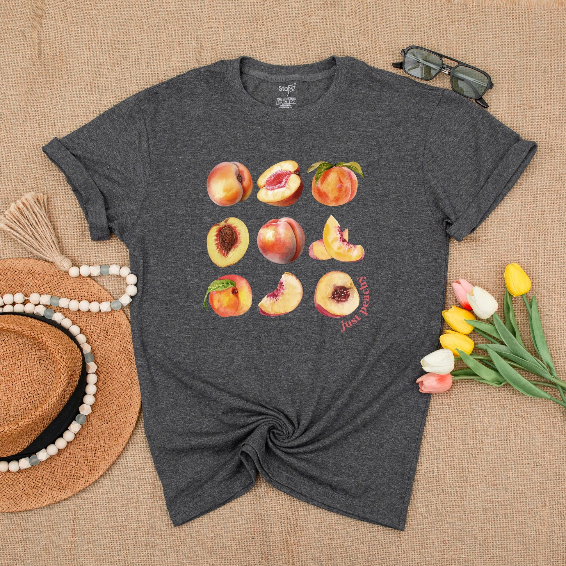 Peach Vintage Graphic T-Shirt, Y2K Boho Unisex Summer Tee