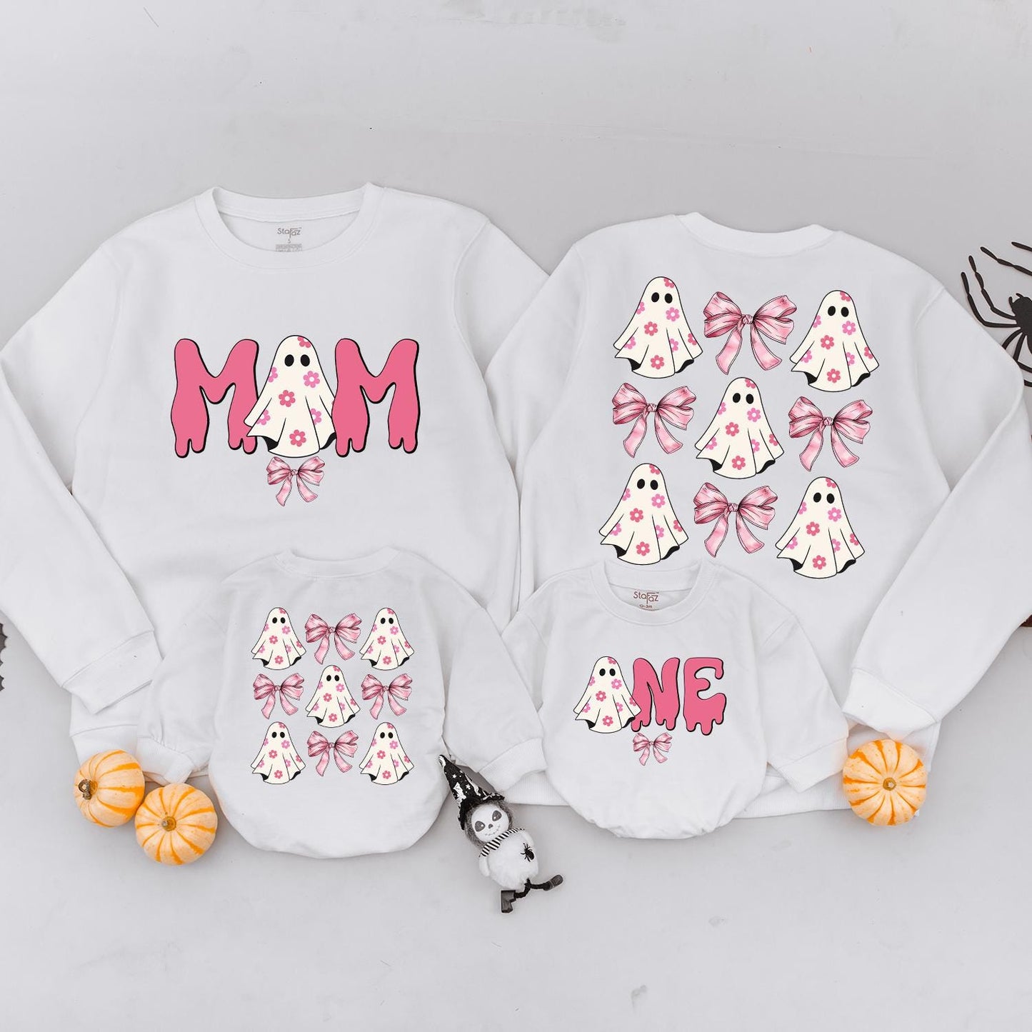 Spooky 1st Birthday Outfits – Mommy & Me Ghost Sweaters  