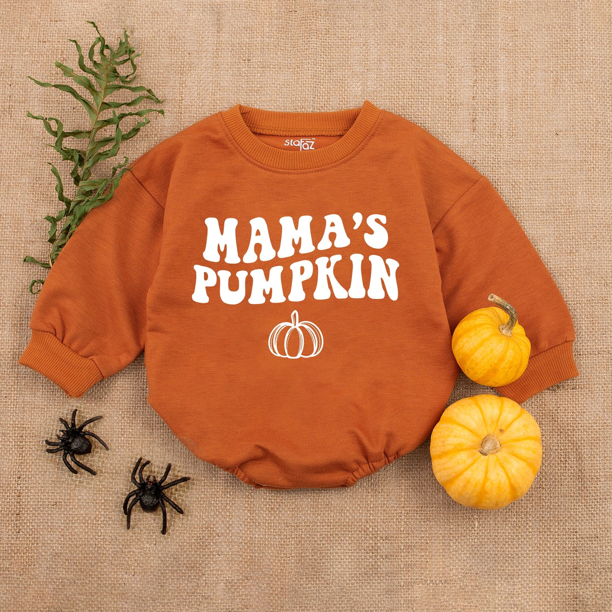 Mama's Pumpkin Retro Halloween Baby Romper Vintage Fall Newborn Outfit Cute First Halloween Shower Gift Playful Orange Bodysuit