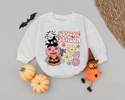 Pumpkin Cat Baby Romper - Halloween Outfit for Spooky Season Fun