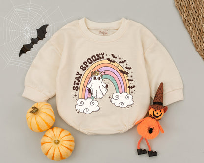 Retro Ghost Baby Romper - Groovy Halloween Outfit & Gift  