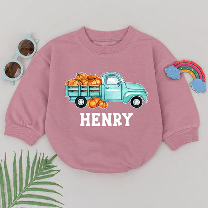 Custom Pumpkin Truck Romper – Perfect Fall & Thanksgiving Outfit