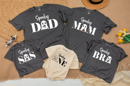 Spooky One Halloween Birthday Shirt for Girl, Cute Ghost Family Matching Tee, First Birthday Outfit, Playful Halloween Mom Shirt,  Modern Spooky Tee