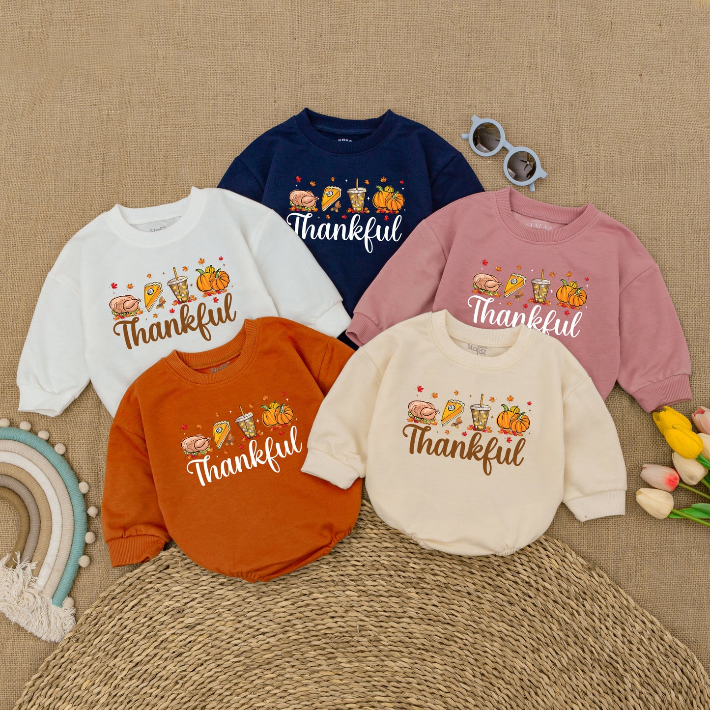 First Thanksgiving Bubble Romper, Pumpkin Newborn Fall Outfit