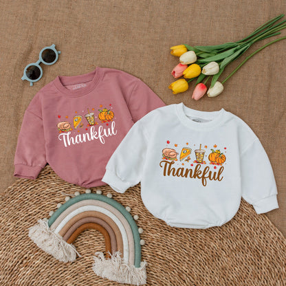 First Thanksgiving Bubble Romper, Pumpkin Newborn Fall Outfit