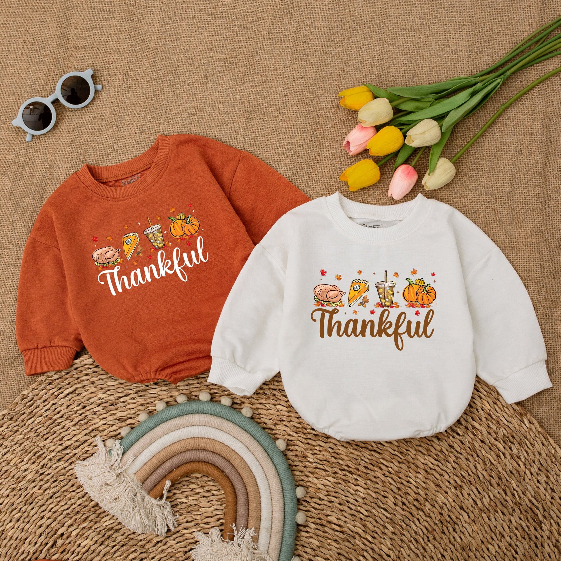 First Thanksgiving Bubble Romper, Pumpkin Newborn Fall Outfit